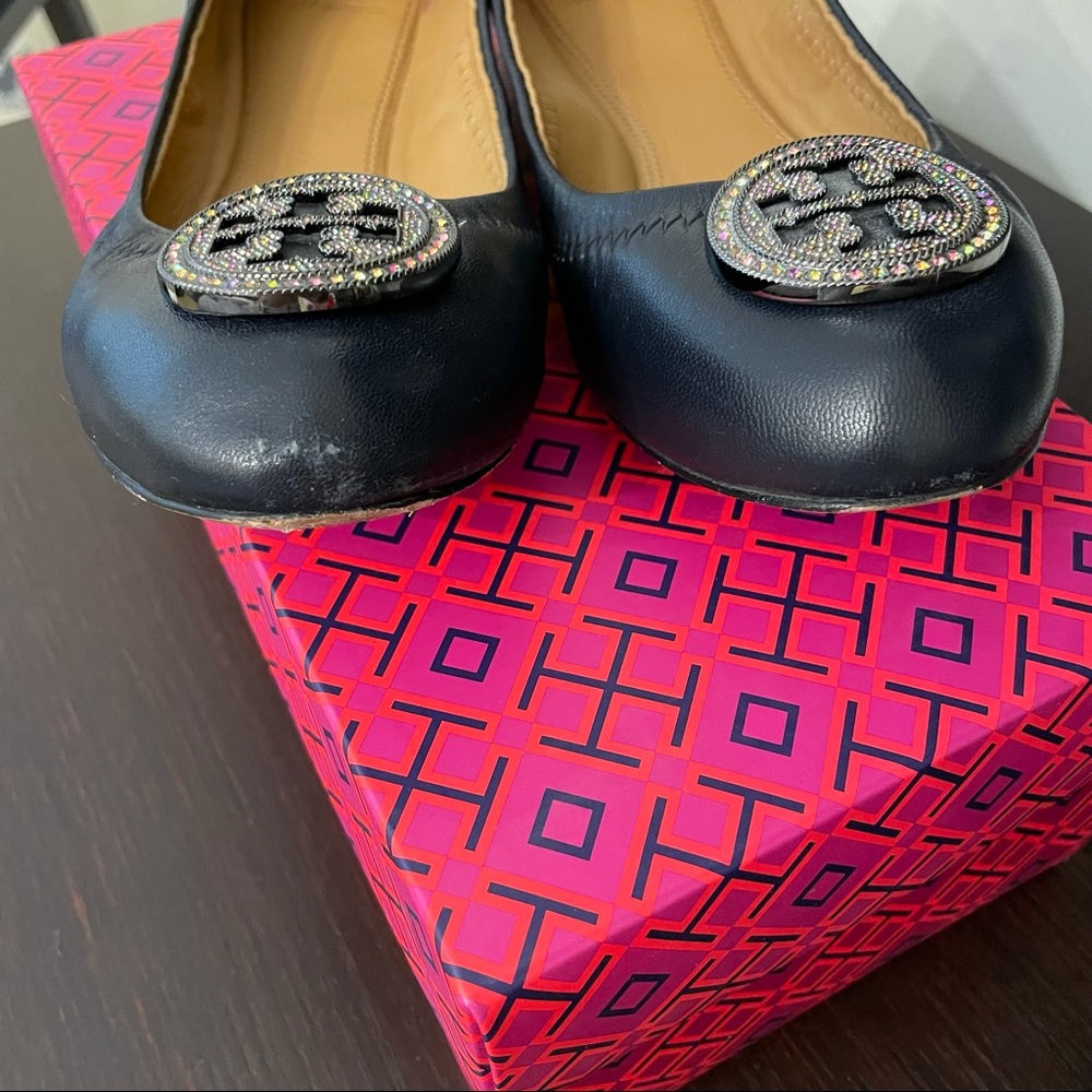 Tory Burch Women’s Liana Navy Blue Ballet Flats Shoes Size 8 - Picture 4 of 16